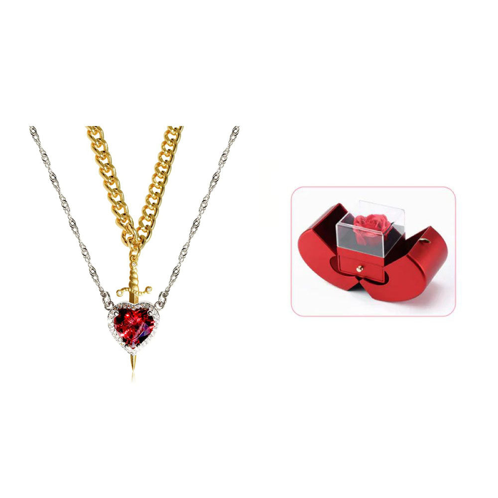 Heart Sword Pendant Necklace