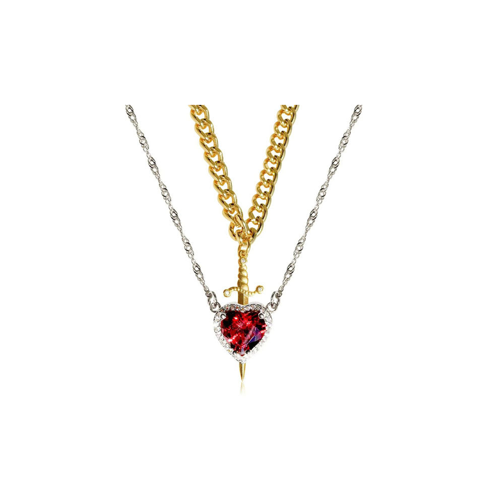 Heart Sword Pendant Necklace