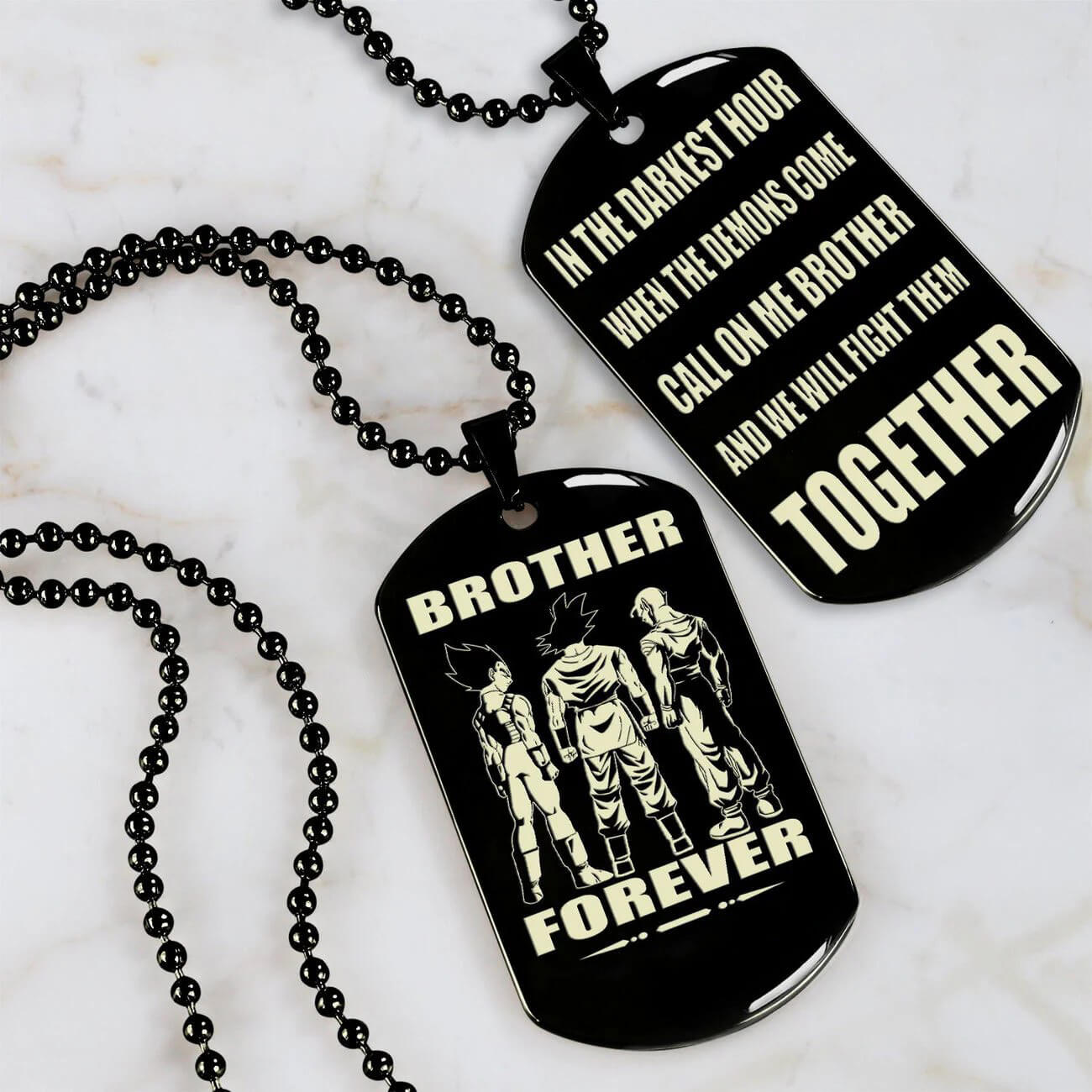 Vikings Engraved Black Dog Tag Double Sided Gift From Brother, Brother Forever