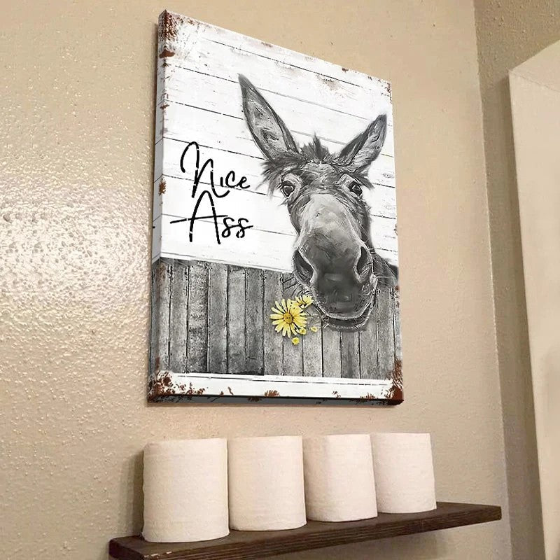 Funny Donkey Sunflower - D359 - Gallery Wrapped Canvas Prints