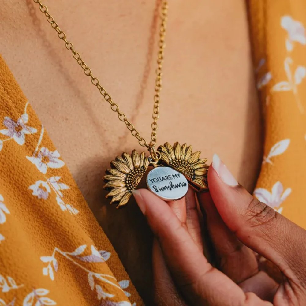 You Are My Sunshine Sunflower Necklace