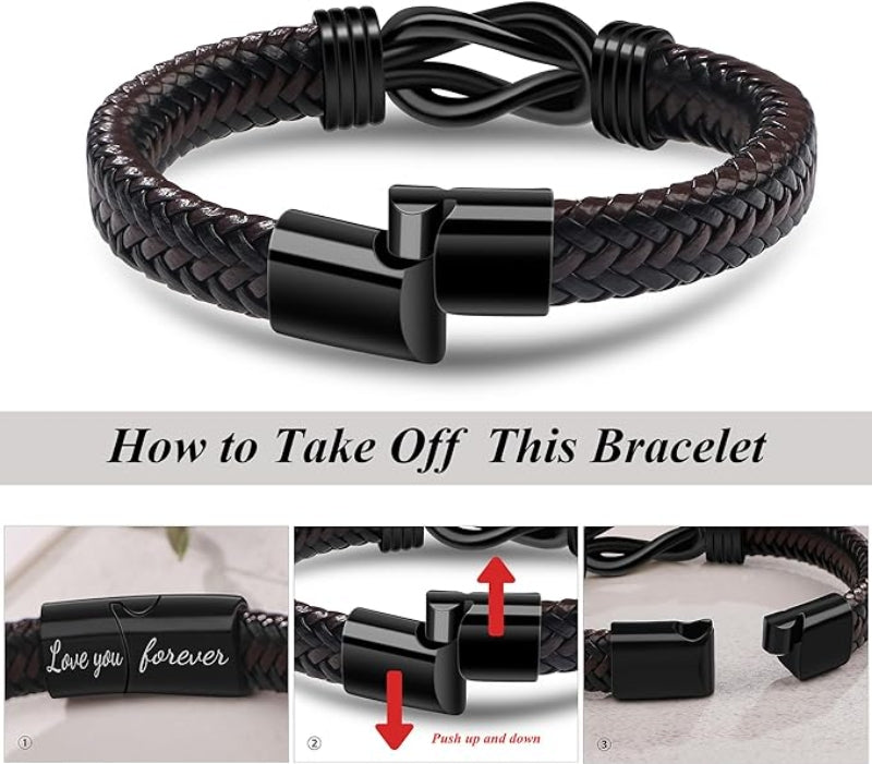 2025 New Forever Linked Together Black Braided Leather Bracelet🔗