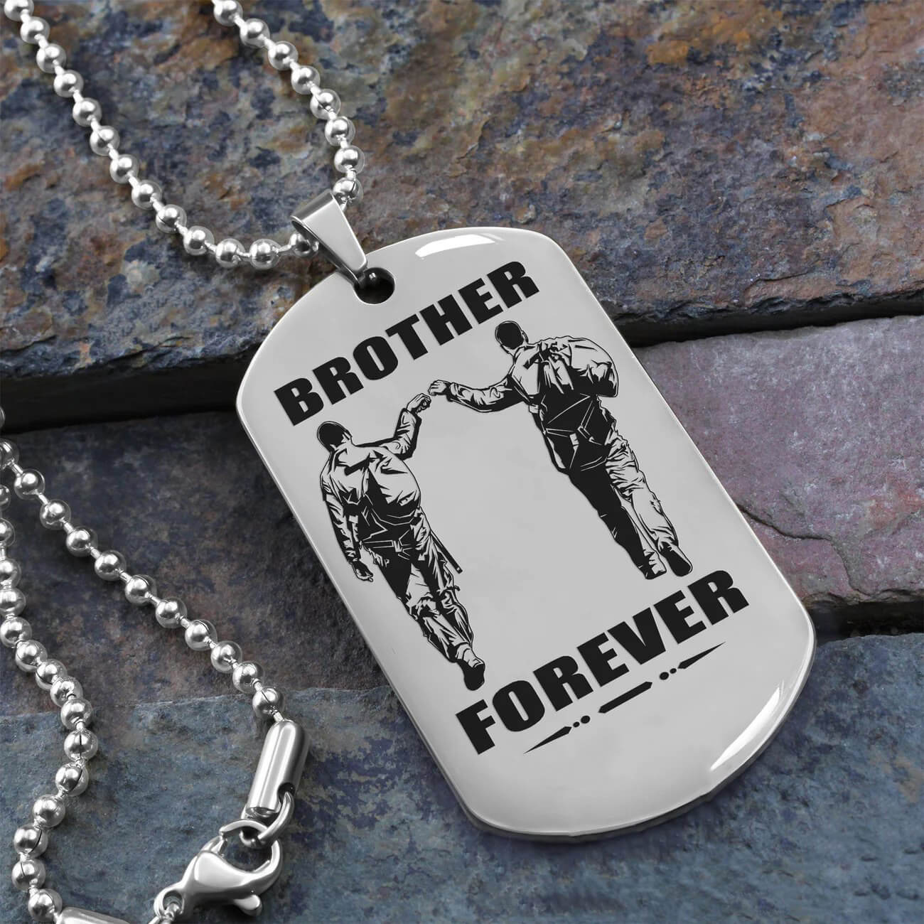 Vikings Engraved Black Dog Tag Double Sided Gift From Brother, Brother Forever