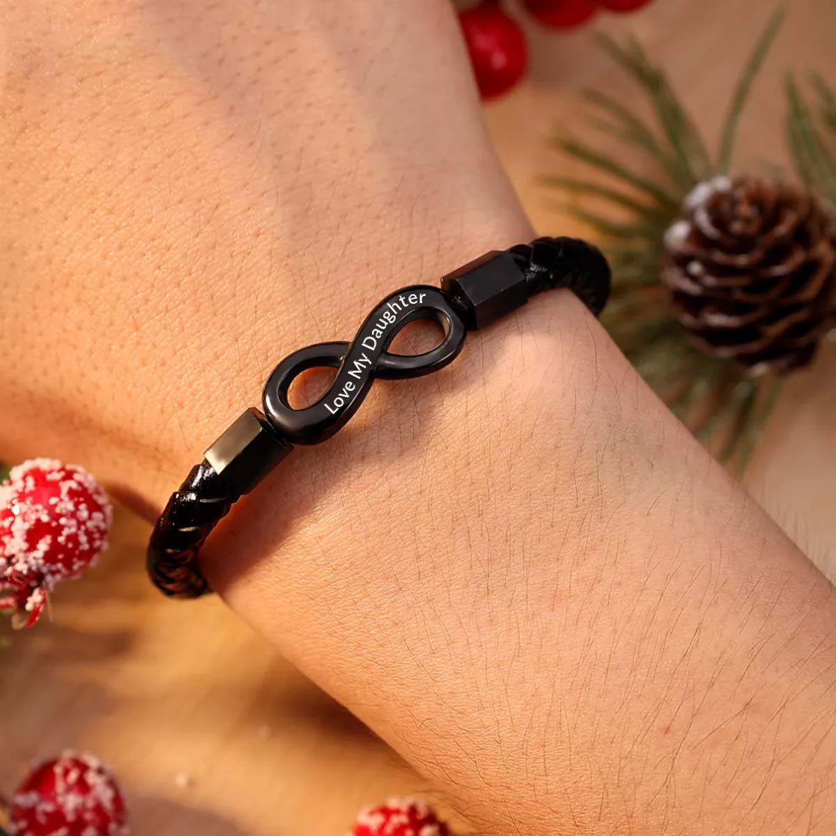 I Love You Forever And Always - Infinity Leather Bracelet