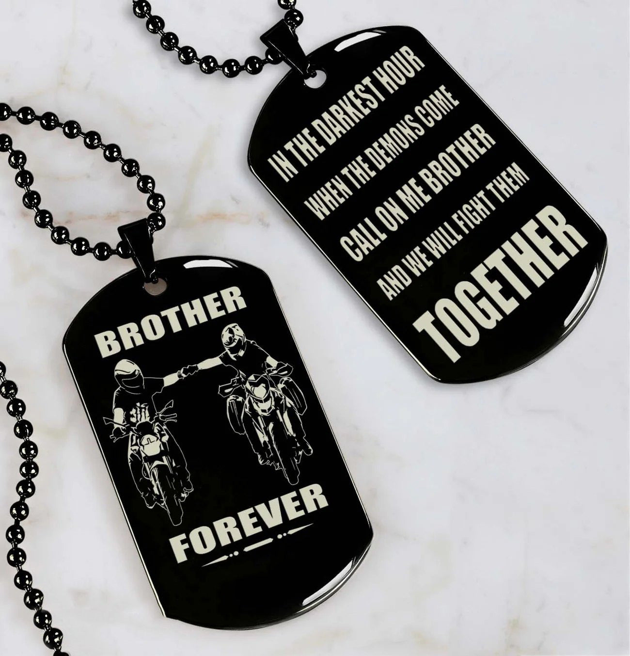 Vikings Engraved Black Dog Tag Double Sided Gift From Brother, Brother Forever