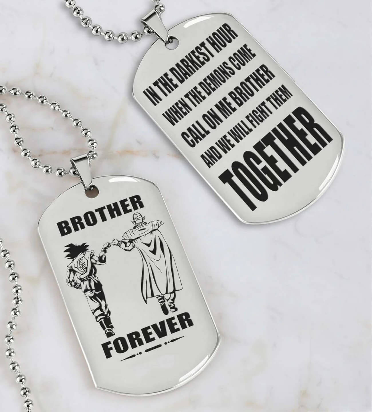 Vikings Engraved Black Dog Tag Double Sided Gift From Brother, Brother Forever
