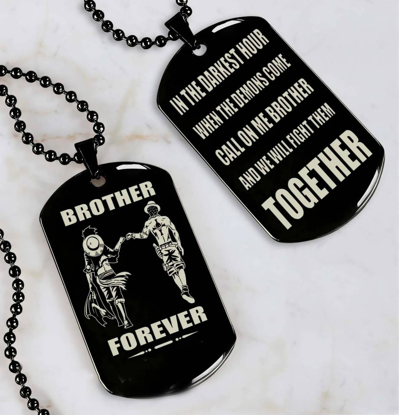Vikings Engraved Black Dog Tag Double Sided Gift From Brother, Brother Forever