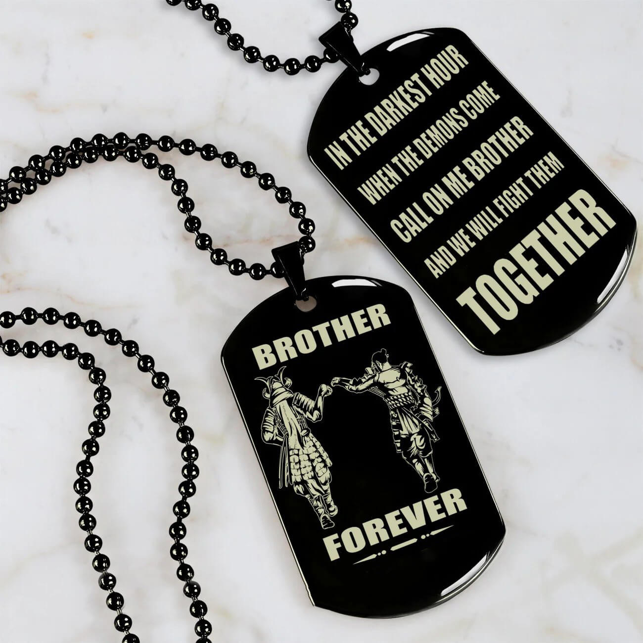 Vikings Engraved Black Dog Tag Double Sided Gift From Brother, Brother Forever