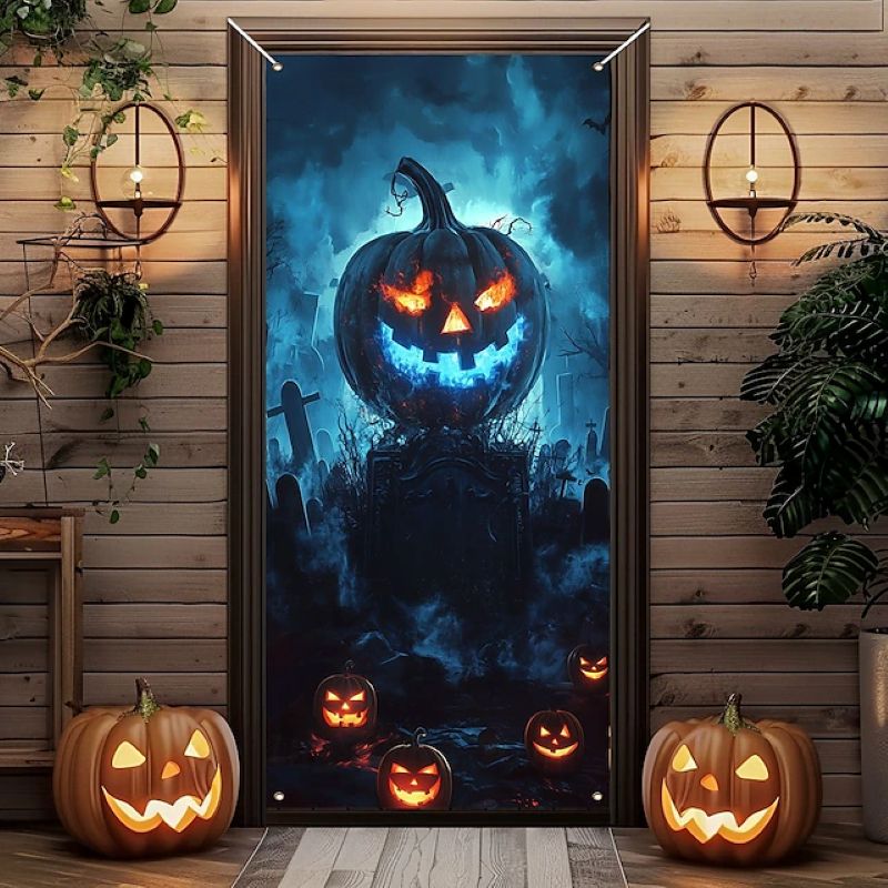 Halloween Spooky Door Covers Haunted Graveyard SC011
