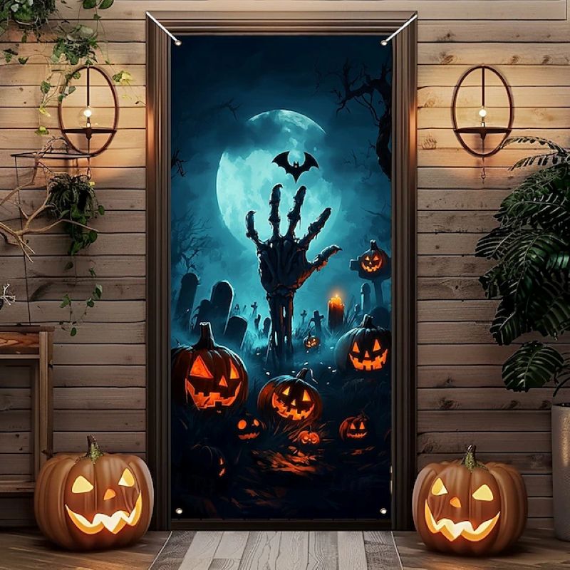 Halloween Spooky Door Covers Haunted Graveyard SC012