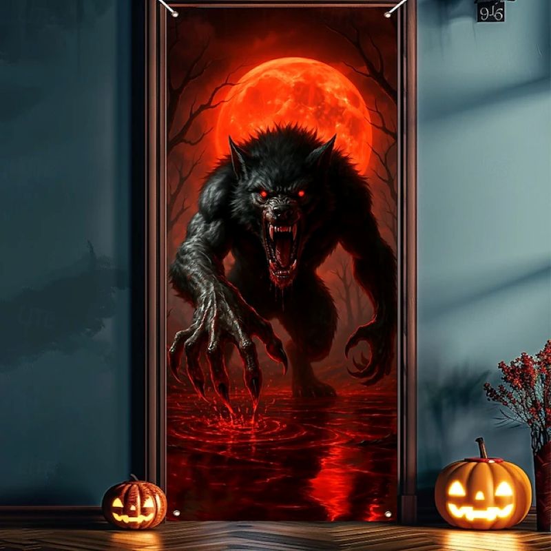 Halloween Spooky Door Covers Evil Demon Emerging SC015