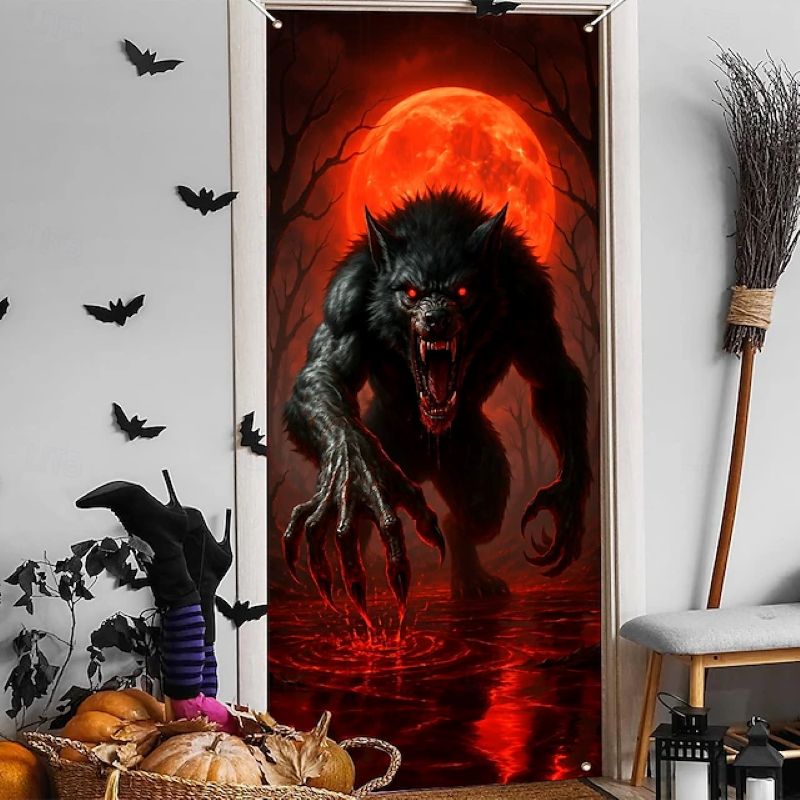 Halloween Spooky Door Covers Evil Demon Emerging SC015