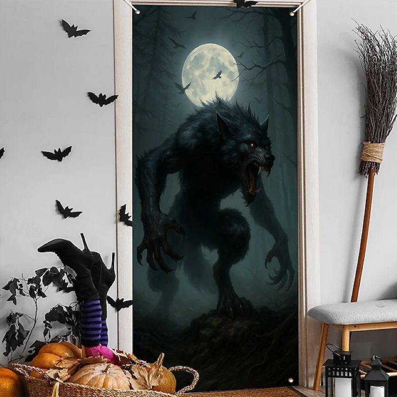 Halloween Spooky Door Covers Evil Demon Emerging SC016