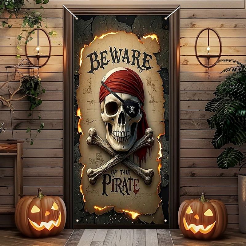 Halloween Spooky Door Covers Skeleton Pirate SC019