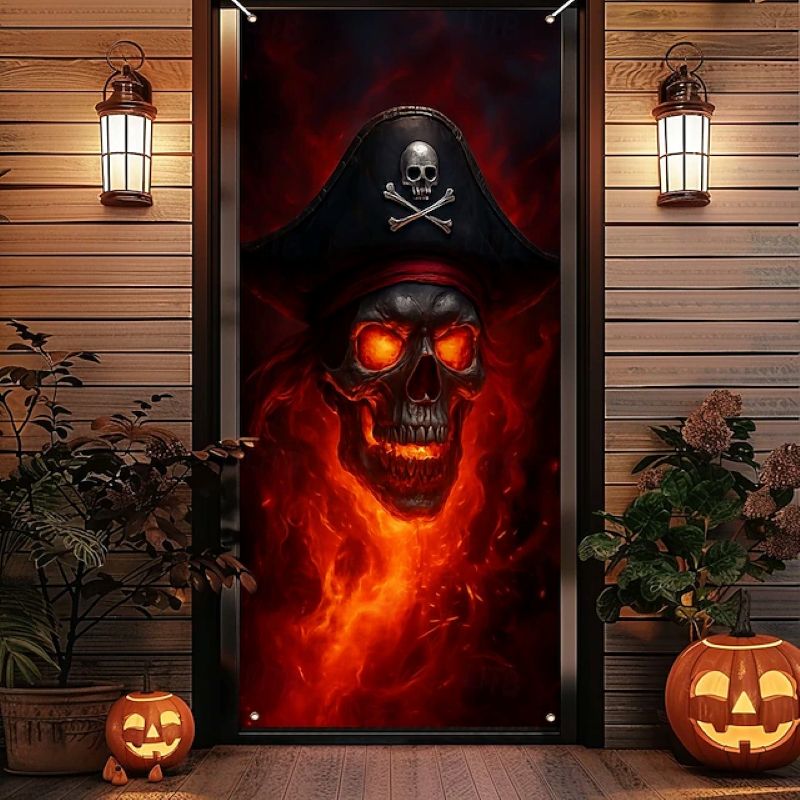 Halloween Spooky Door Covers Skeleton Pirate SC020