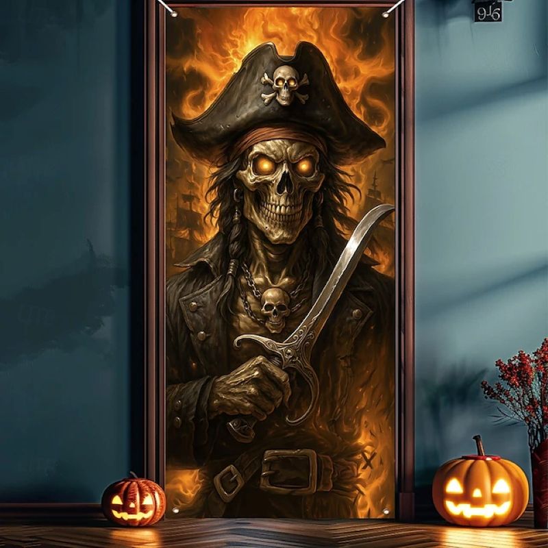Halloween Spooky Door Covers Skeleton Pirate SC021