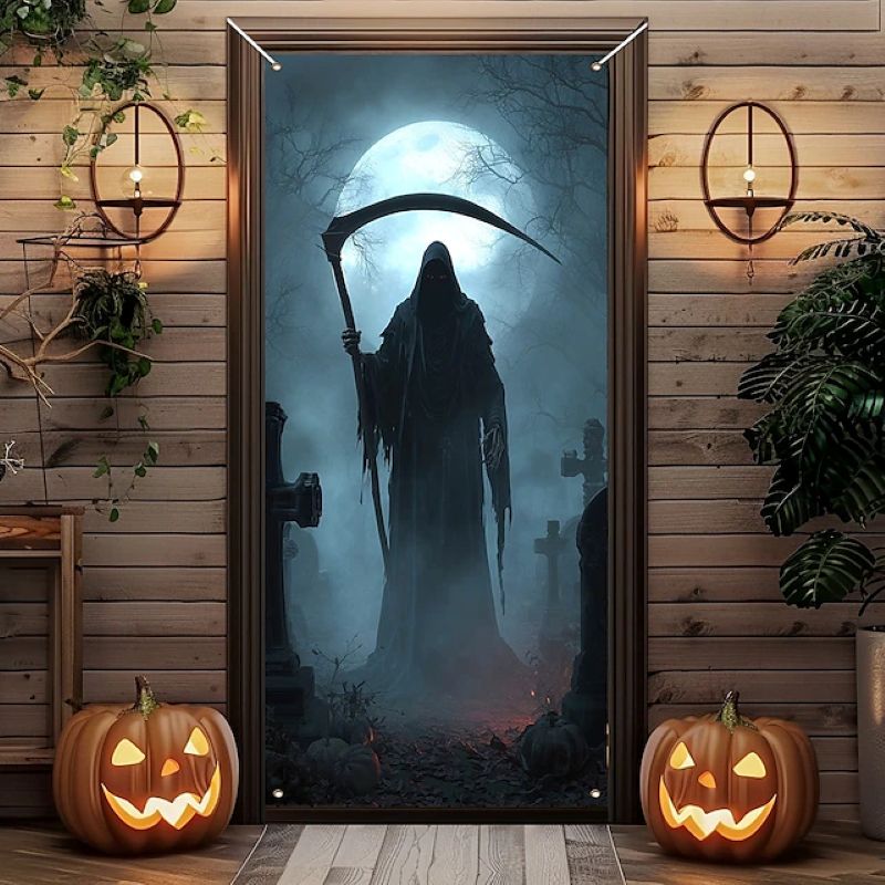 Halloween Spooky Door Covers Grim Reaper SC030