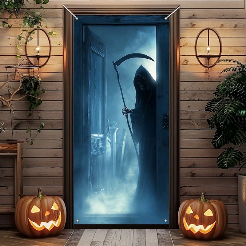 Halloween Spooky Door Covers Grim Reaper SC031