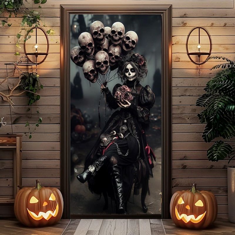 Halloween Spooky Door Covers Skeleton Warrior in Armor SC032