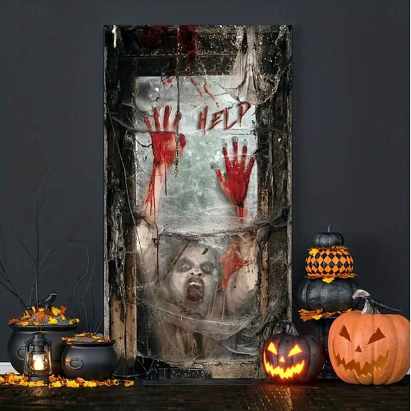 Halloween Spooky Door Covers Ghost Psychedelic Dark SC043
