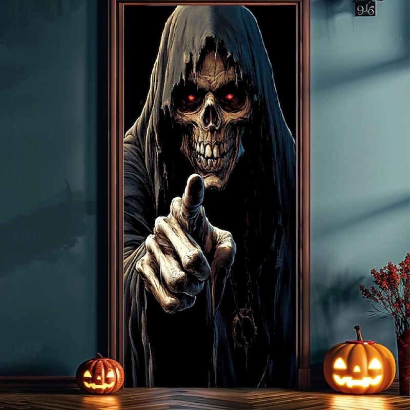 Halloween Spooky Door Covers Face Death SC044