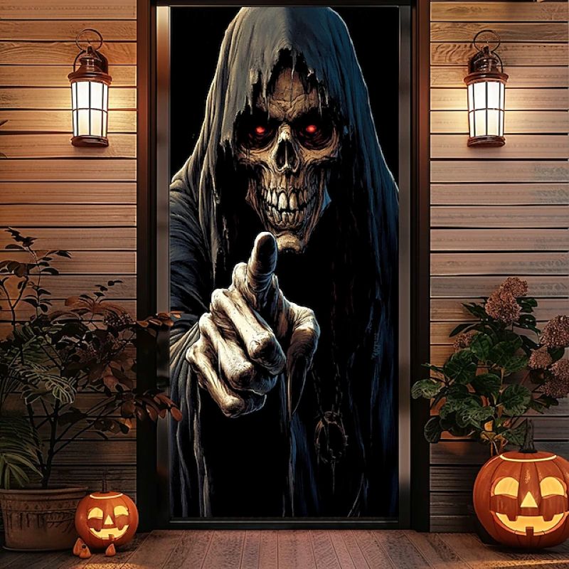 Halloween Spooky Door Covers Face Death SC044