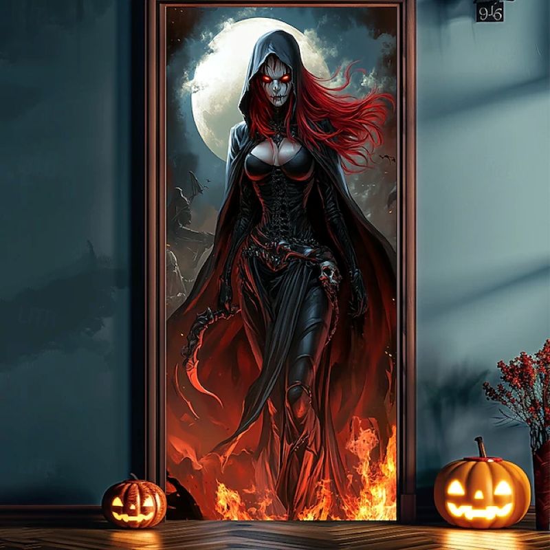 Halloween Spooky Door Covers Face Death SC045