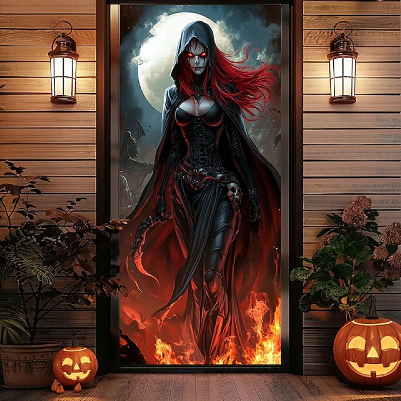 Halloween Spooky Door Covers Face Death SC045