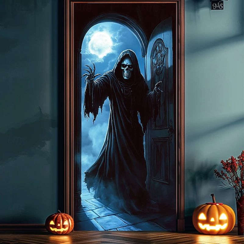 Halloween Spooky Door Covers Face Death SC046