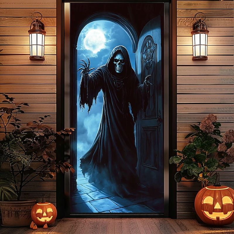 Halloween Spooky Door Covers Face Death SC046