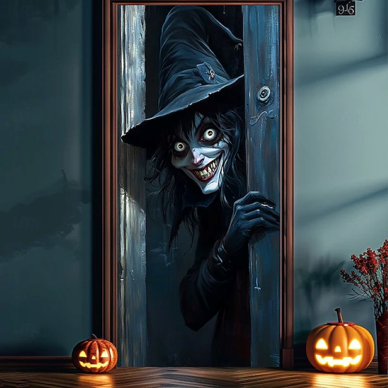 Halloween Spooky Door Covers Witche SC052