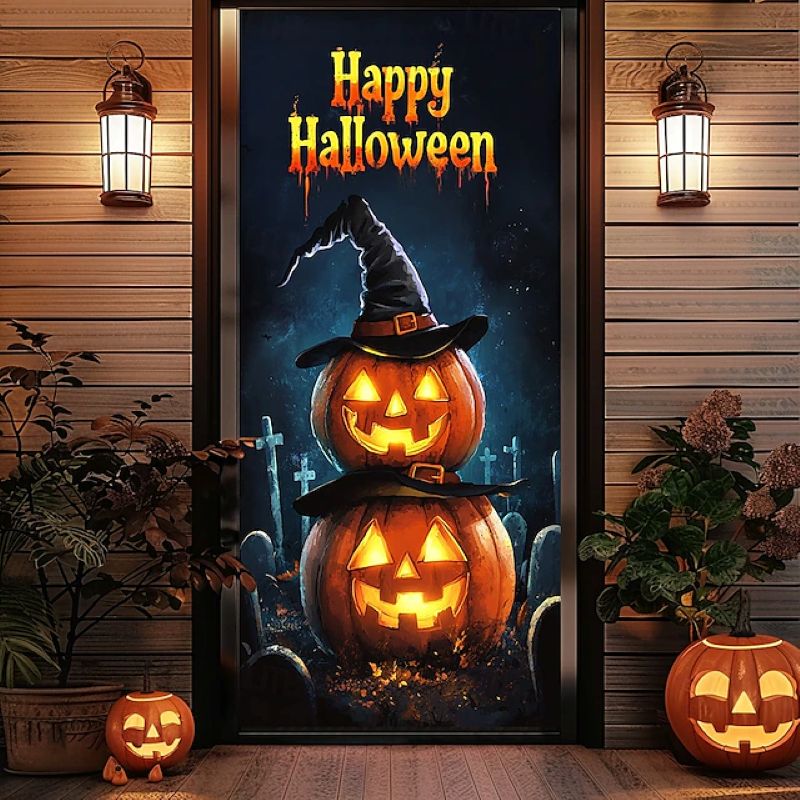 Halloween Spooky Door Covers Pumpkin SC054