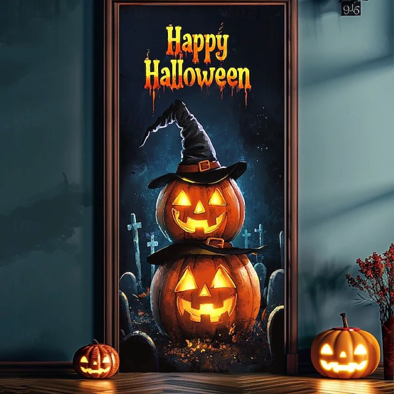 Halloween Spooky Door Covers Pumpkin SC054