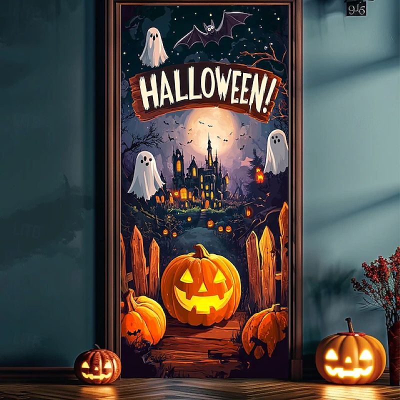 Halloween Spooky Door Covers Pumpkin & Ghost SC055