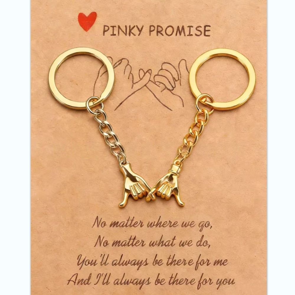 2pcs Pinky Promise Keychains - Matching Gifts for Him, Her, Best Friend or Family