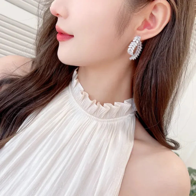 Crystal Heart Zircon Earrings