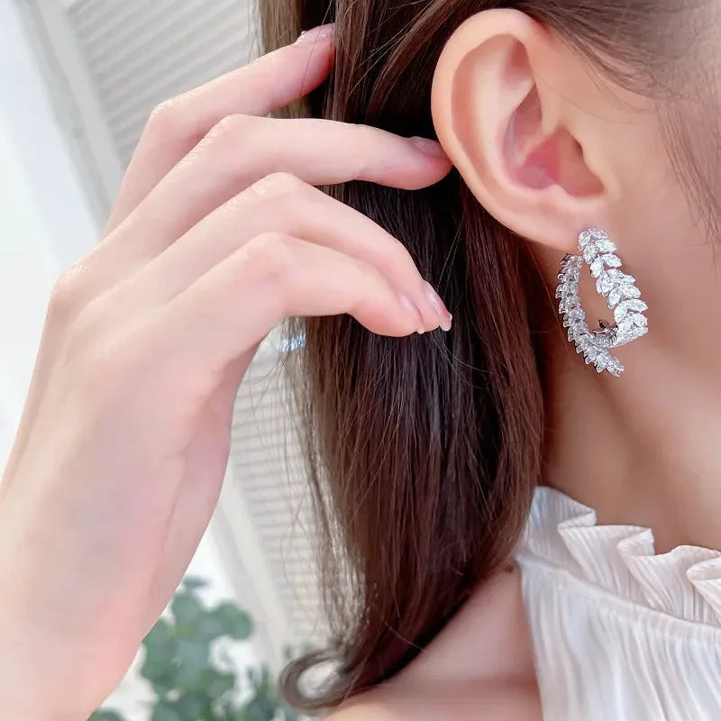 Crystal Heart Zircon Earrings