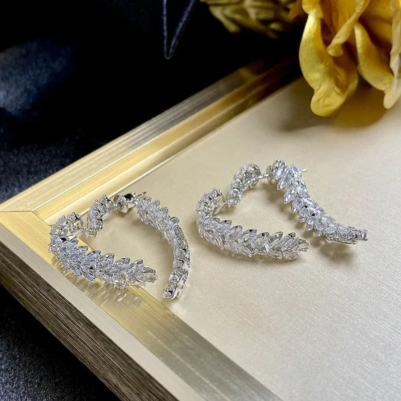 Crystal Heart Zircon Earrings
