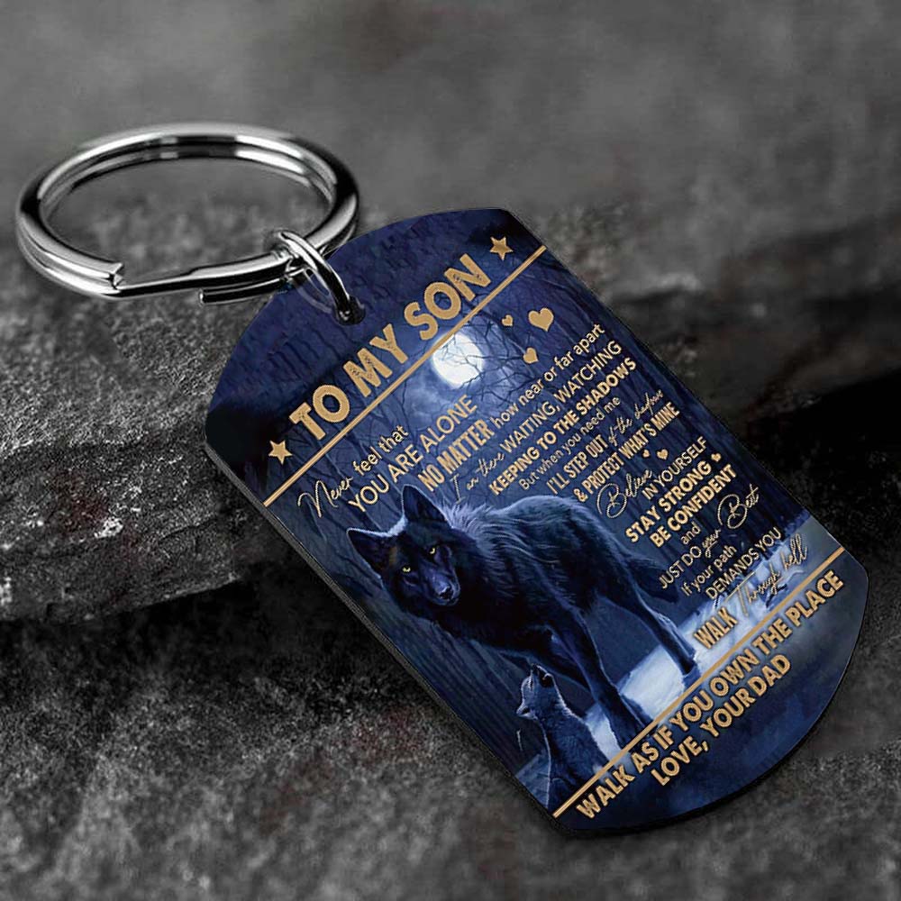 Never Feel That You Are Alone - Wolf Multi Colors Personalized Keychain - A884