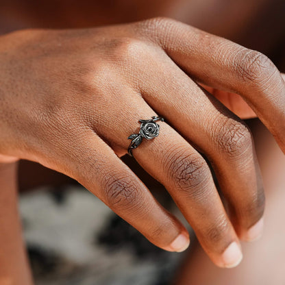 Strong As F*ck Black Rose Self-Love Ring - 925 Silver
