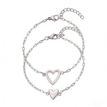 14K Gold Plated Adjustable Matching Bracelets for Women – Heart Charm and BFF Friendship Styles