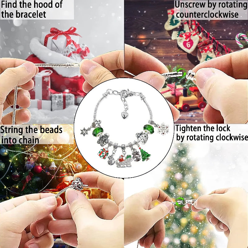 24 Pcs DIY Christmas Advent Calendar Bracelets Set