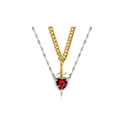 Heart Sword Pendant Necklace