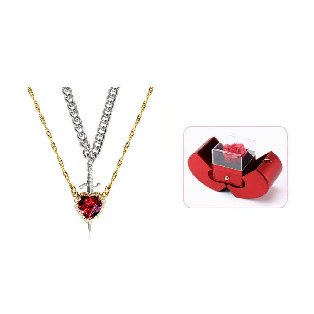 Heart Sword Pendant Necklace