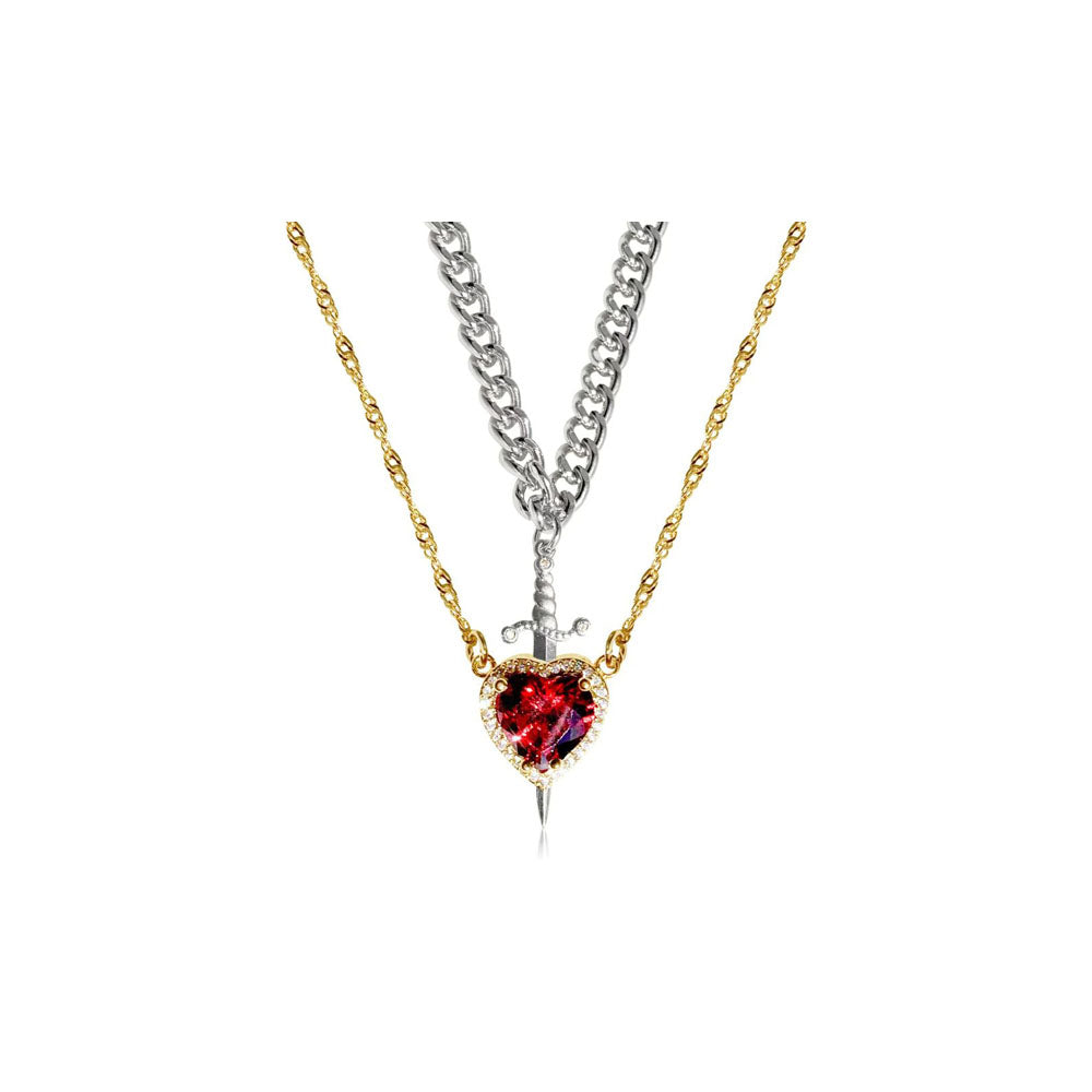Heart Sword Pendant Necklace
