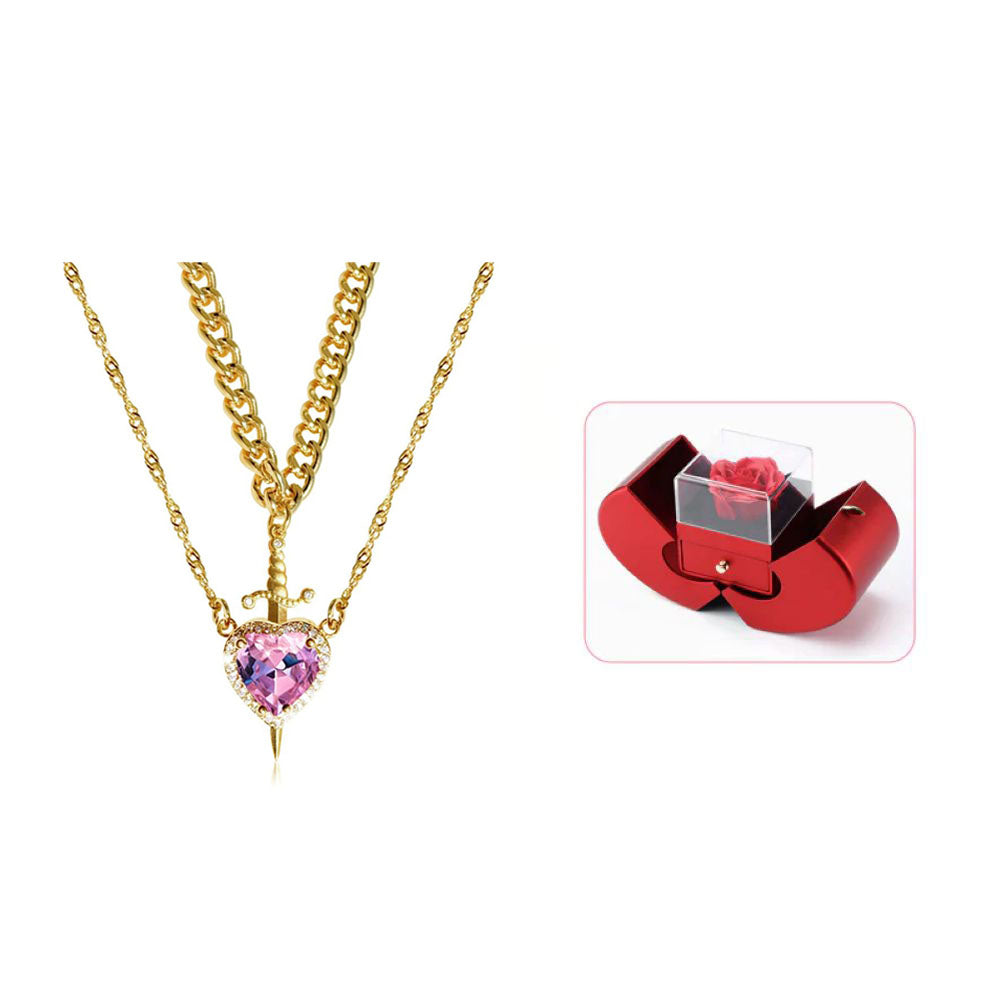 Heart Sword Pendant Necklace