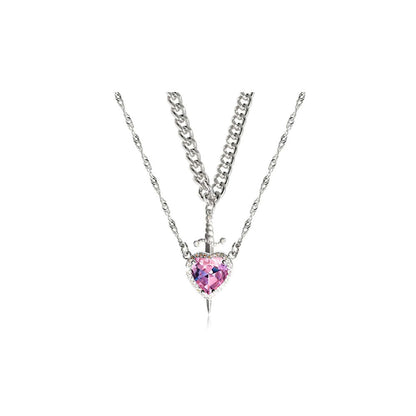 Heart Sword Pendant Necklace