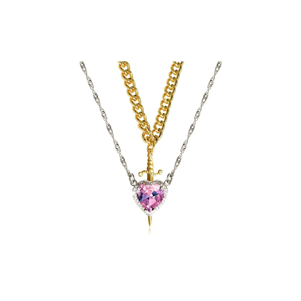 Heart Sword Pendant Necklace