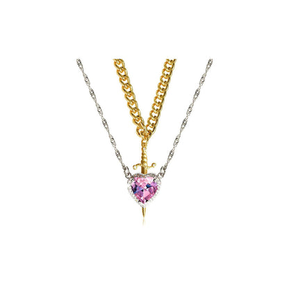 Heart Sword Pendant Necklace