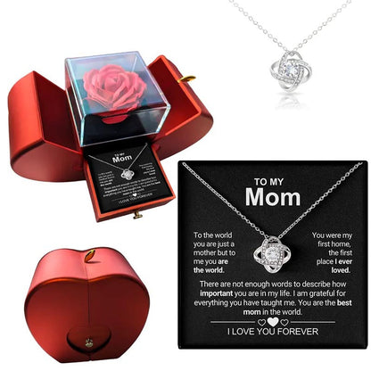 To My Dear Mom - Interlocking Heart Necklace